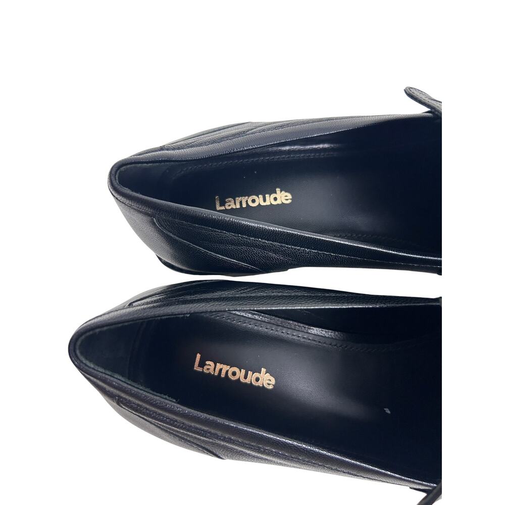 Larroudé Patricia Black Square Toe Horsebit Smooth Leather Loafers 8.5 - Picture 5 of 9